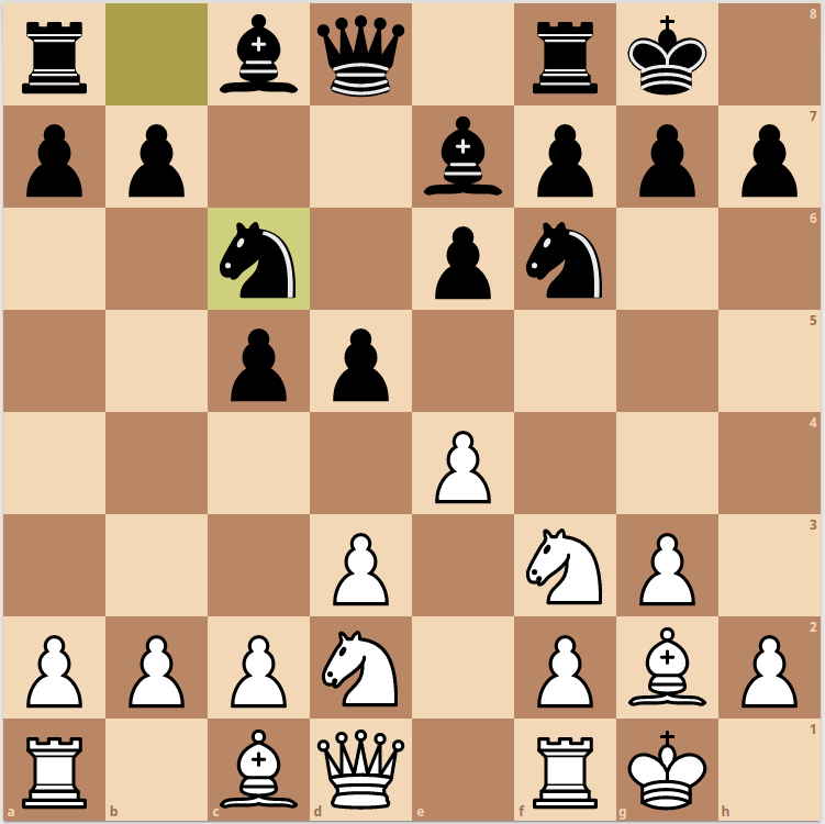 Starting position of Fischer's attack agains Geller